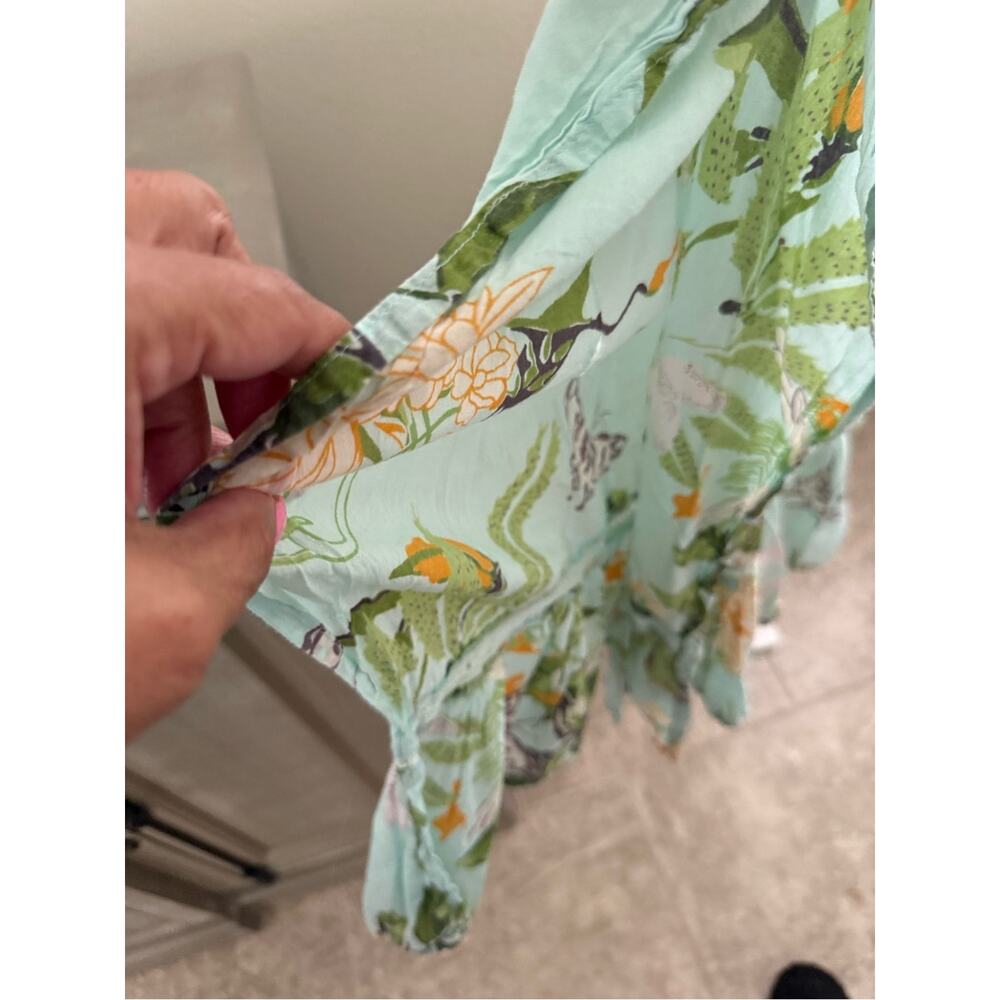 Z & L Light Blue Floral V-Neck Women's bathing suit coverup or tunic top - Picture 7 of 7
